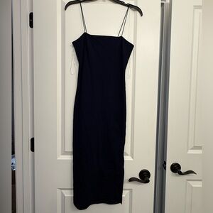 Francesca’s Dee Elly Midi Navy Spaghetti Strap BodyCon Dress